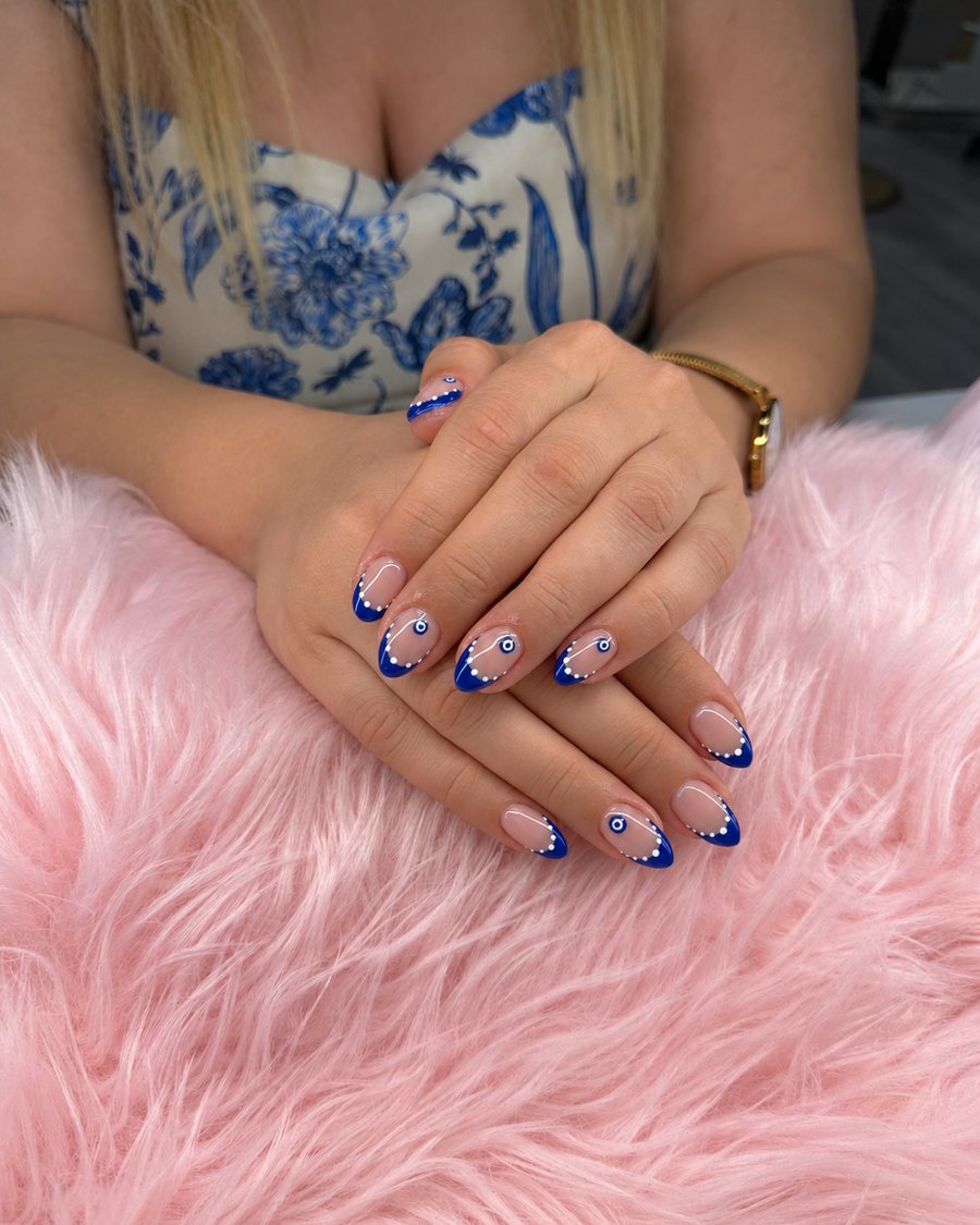 Her work up close: pearl finish, clean cuticle line